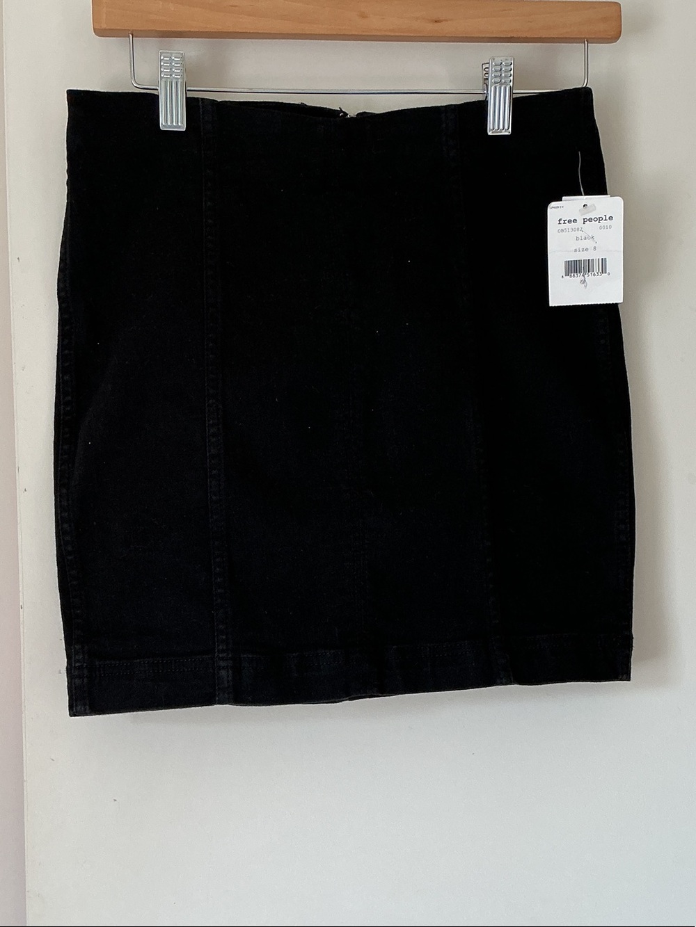 Free People Black Mini Denim Skirt